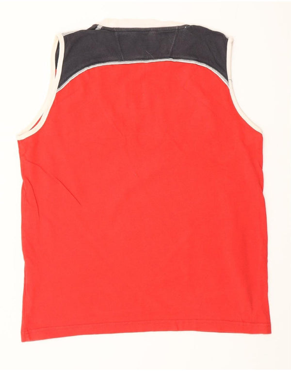 CHAMPION Colete masculino gráfico top médio vermelho algodão colorblock