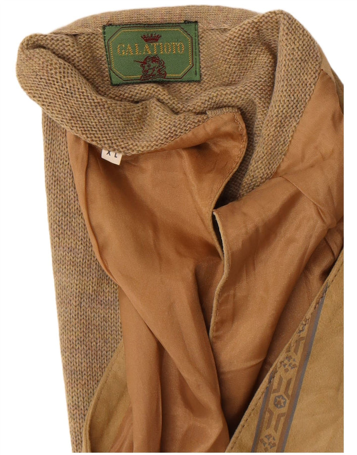 Colete masculino vintage XL lã listrada bege