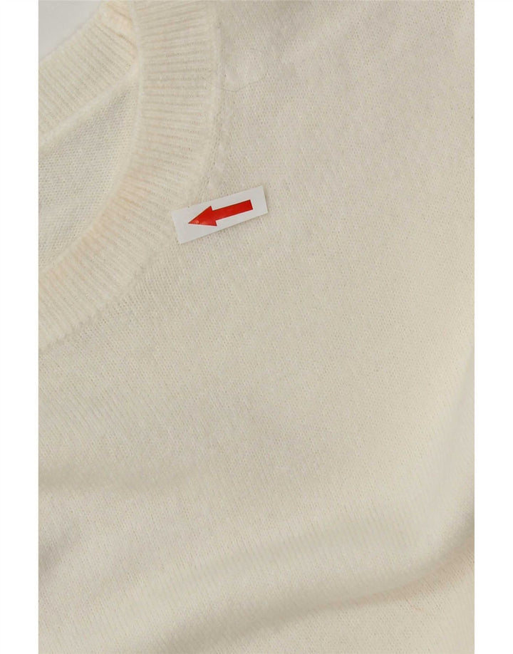 Suéter feminino Marks & Spencer com gola redonda UK 14 médio off white