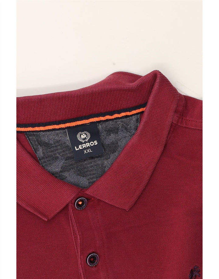 LERROS Mens Polo Shirt 2XL Burgundy Vintage Lerros and Second-Hand Lerros from Messina Hembry 