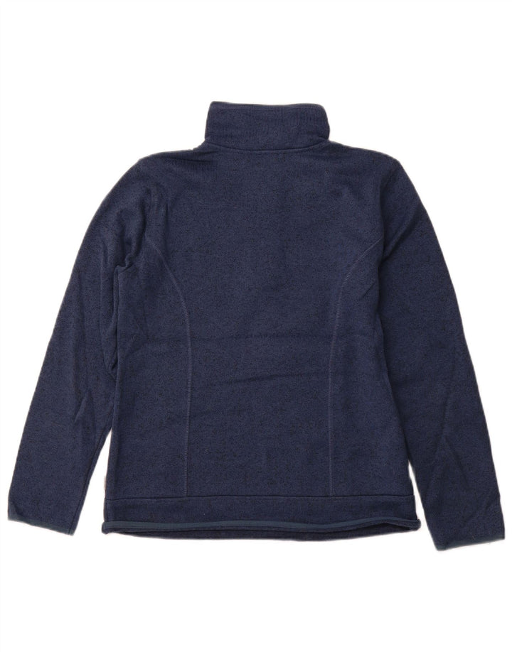 EDDIE BAUER Suéter feminino com gola e zíper Reino Unido 10 pequeno azul manchado