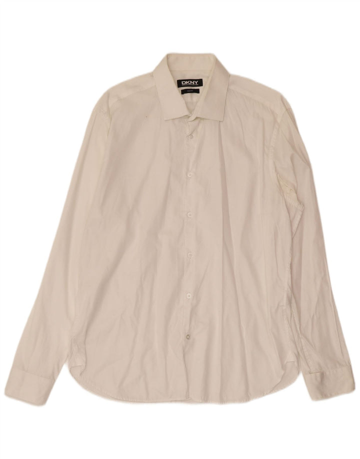 Camisa masculina Dkny Slim Fit médio algodão branco