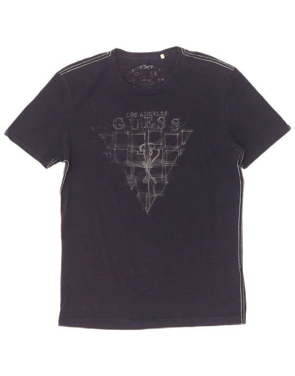 Guess Mens Graphic T-Shirt Top UK 36 Pequeno Algodão Azul Marinho