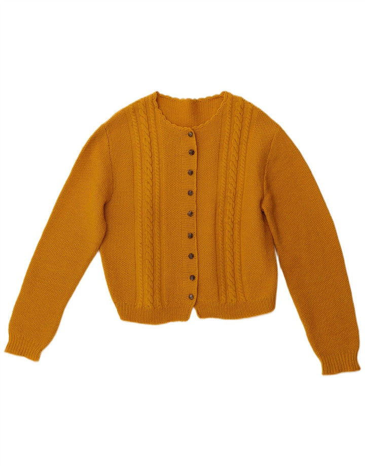 Suéter cardigã feminino VINTAGE UK 10 pequeno amarelo