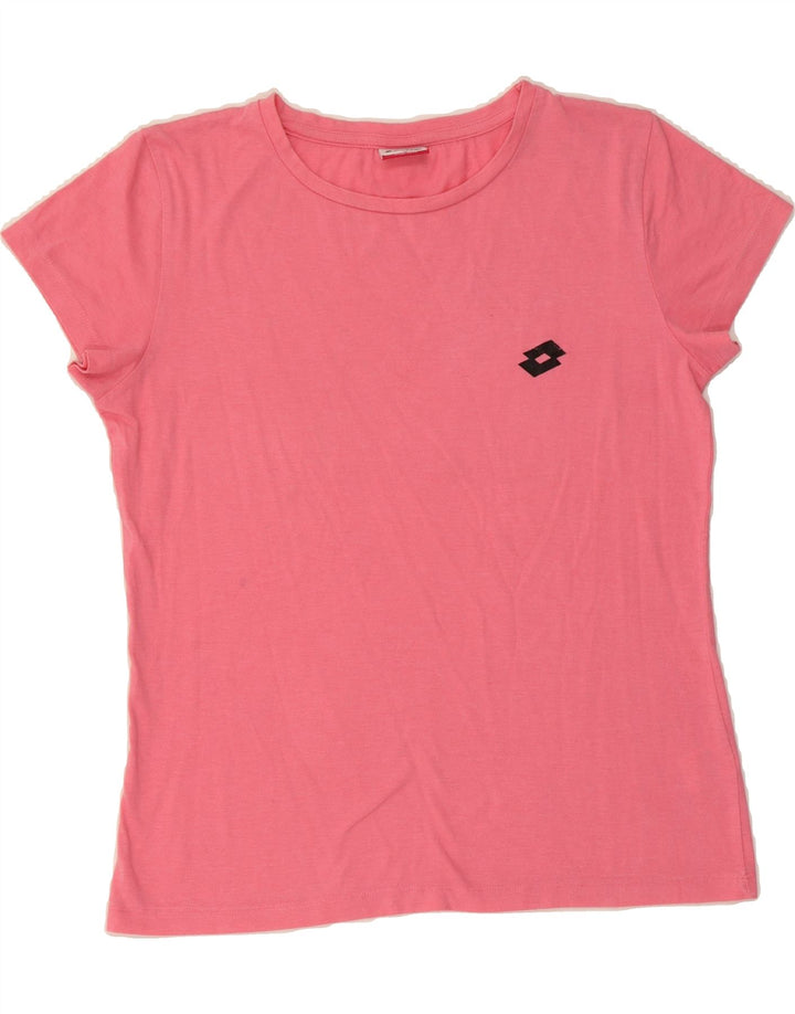 LOTTO Womens T-Shirt Top UK 12 Medium Pink Cotton Vintage Lotto and Second-Hand Lotto from Messina Hembry 