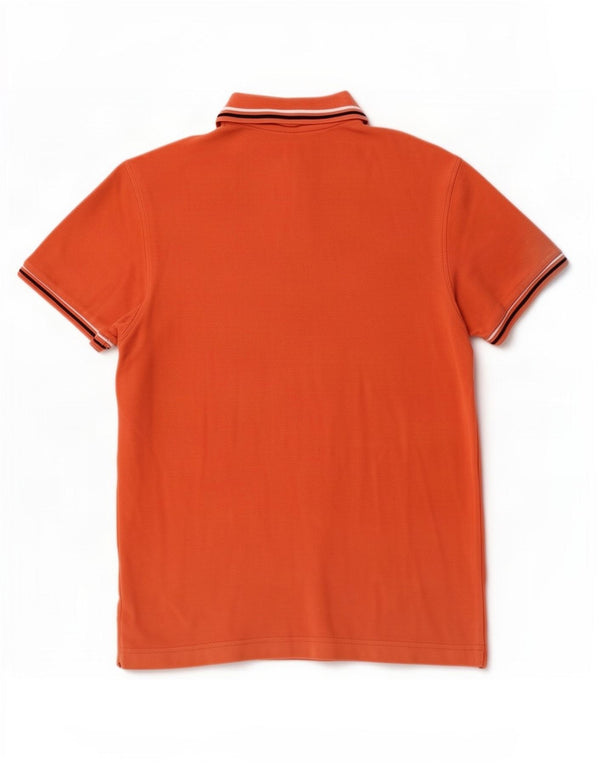 Camisa polo masculina Lotto algodão listrado laranja médio