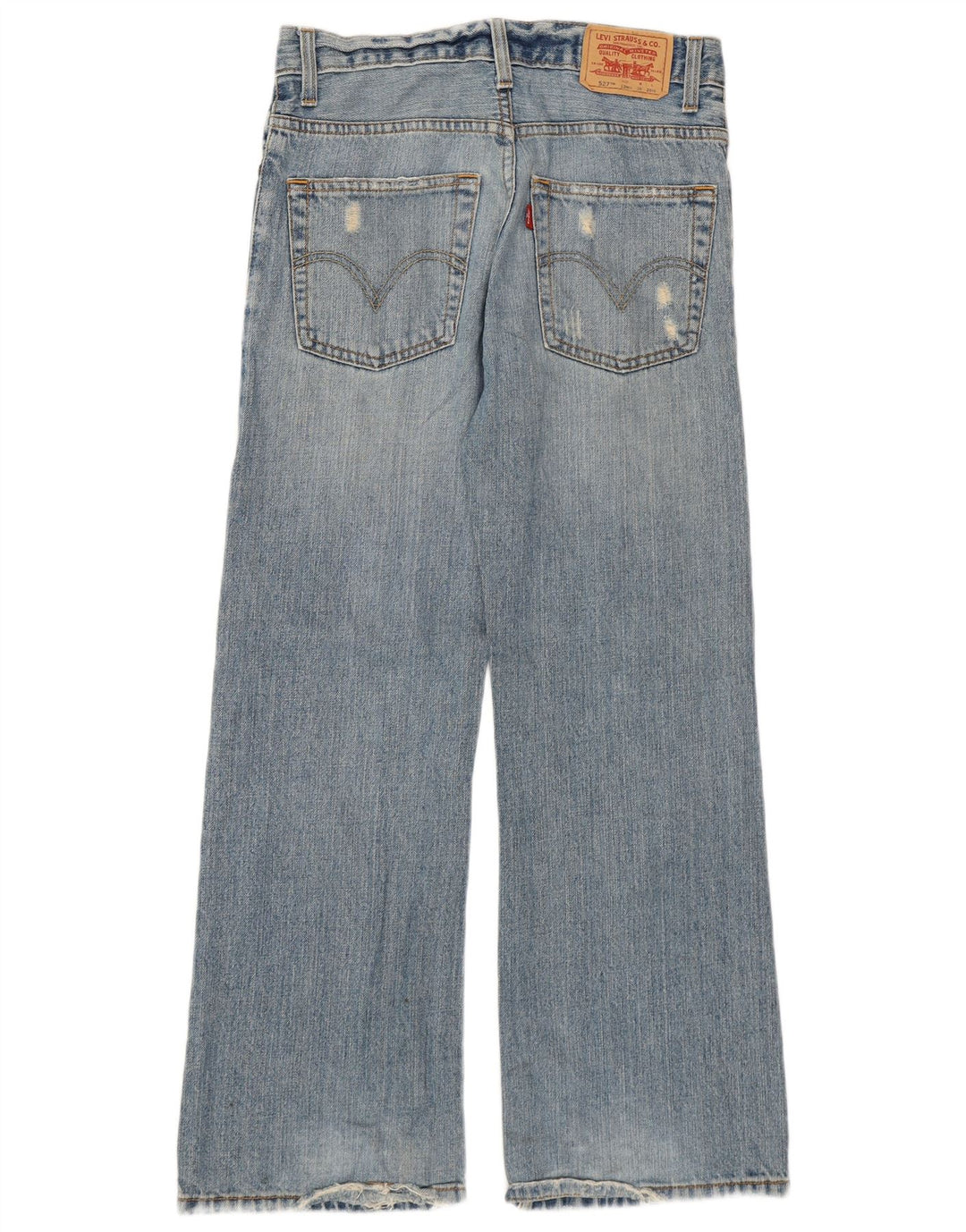 Calça jeans feminina Levi's 527 Distressed Bootcut tamanho 12 médio W28 L27 azul