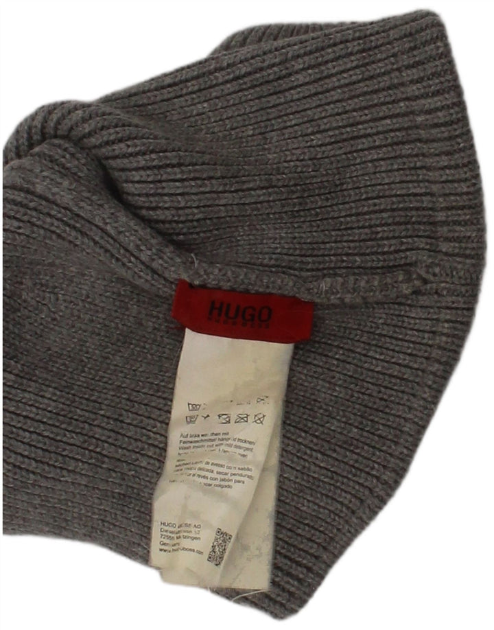 Gorro masculino de malha Hugo Boss, tamanho único, logotipo cinza