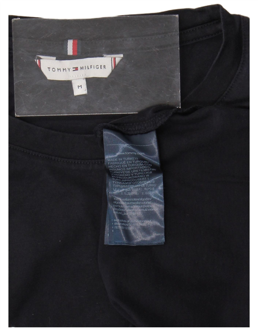 Camiseta feminina TOMMY HILFIGER com estampa gráfica Reino Unido 12 algodão azul marinho médio