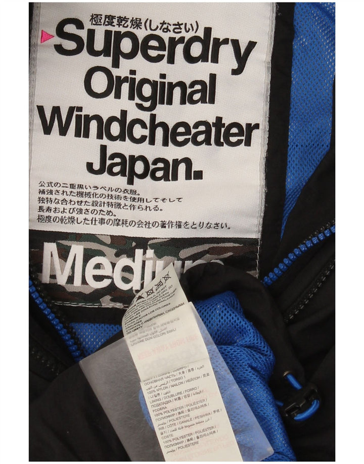 Jaqueta de chuva com capuz Superdry Womens Windcheater Reino Unido 14 Médio Preto Nylon