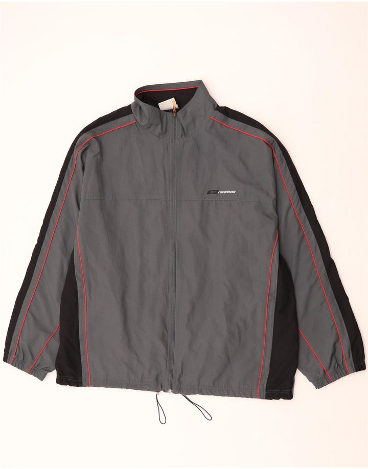 Jaqueta de chuva masculina Reebok UK 40 grande poliéster cinza colorblock