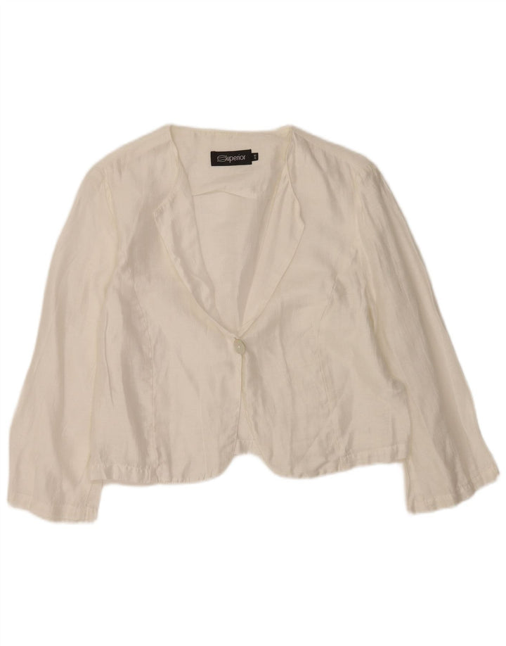 Bolero feminino superior manga 3/4 IT 46 linho branco grande