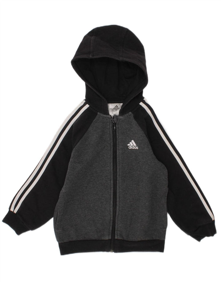 Suéter adidas masculino com capuz e zíper 2-3 anos cinza colorblock algodão