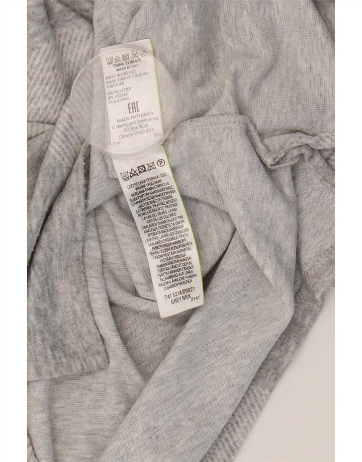 Top feminino Marks & Spencer manga 3/4 Reino Unido 8 poliéster geométrico cinza pequeno