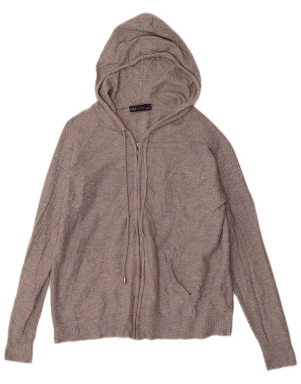 Suéter cardigã feminino com capuz Marks & Spencer Reino Unido 10 viscose cinza pequeno