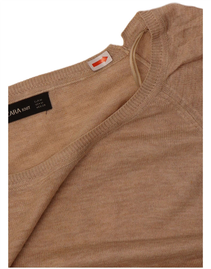 Zara Suéter feminino oversized com gola canoa Reino Unido 14 médio bege