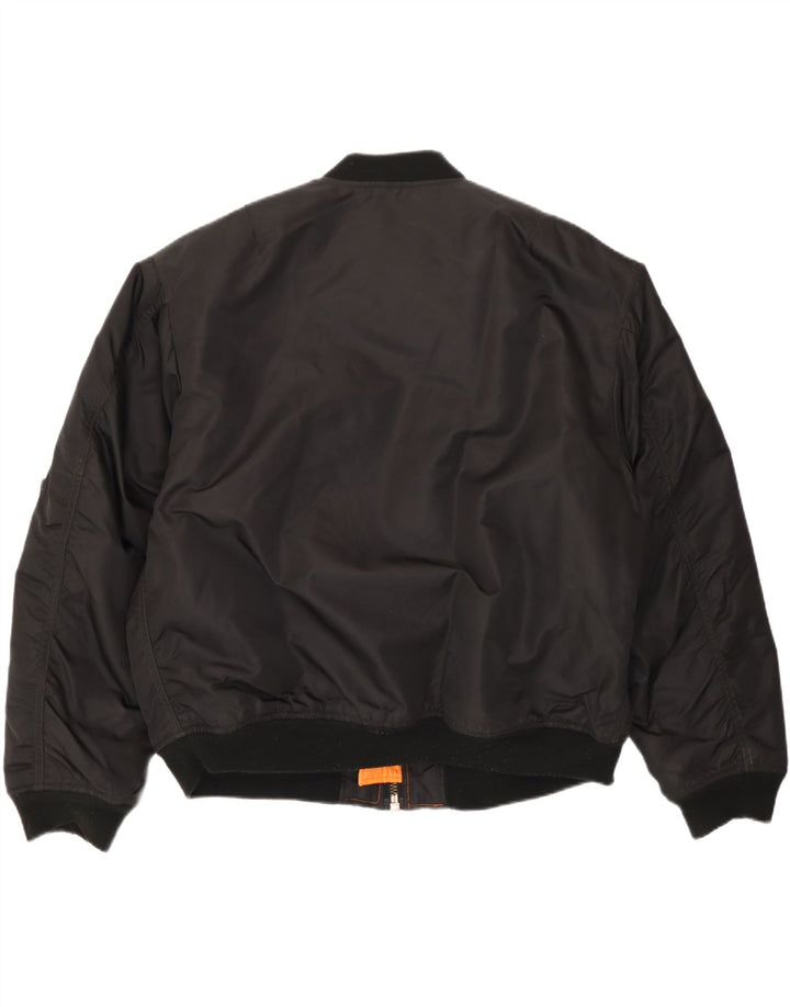 Jaqueta bomber masculina vintage IT 52/54 XL preto nylon