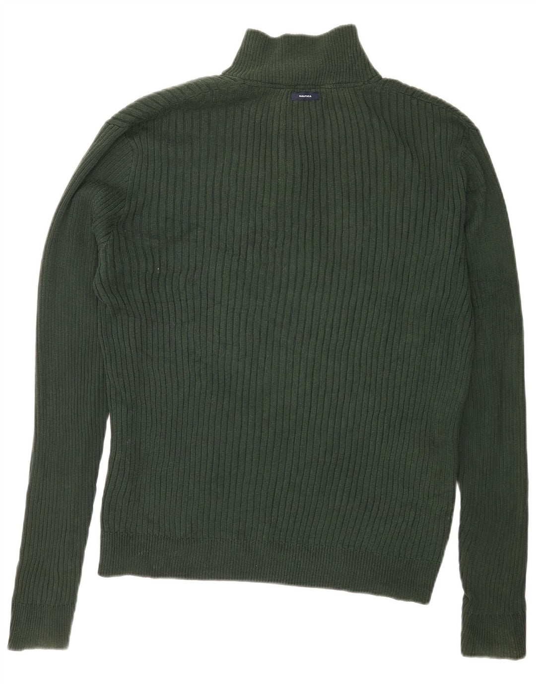 Suéter masculino Nautica com gola e botão grande de algodão verde