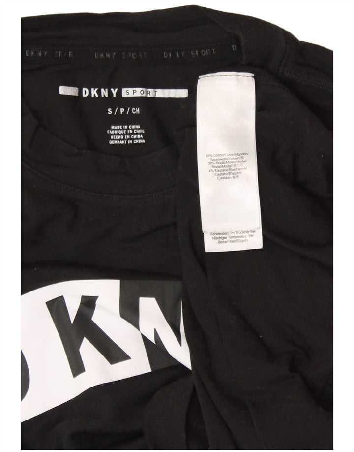 Colete gráfico feminino DKNY UK 10 pequeno algodão preto