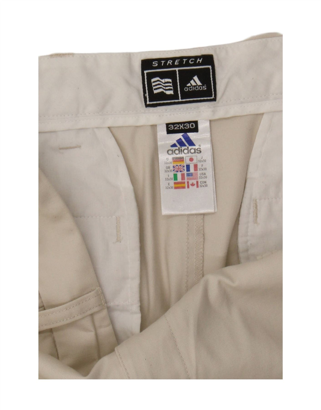 Calça Chino Reta Masculina ADIDAS W32 L30 Algodão Bege