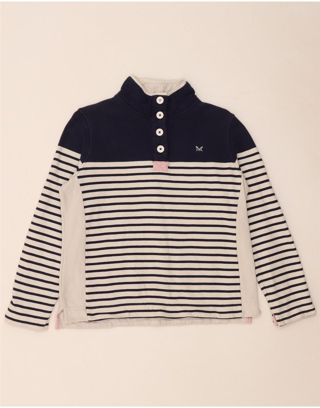 Crew Clothing moletom feminino jumper UK 12 médio azul marinho listrado