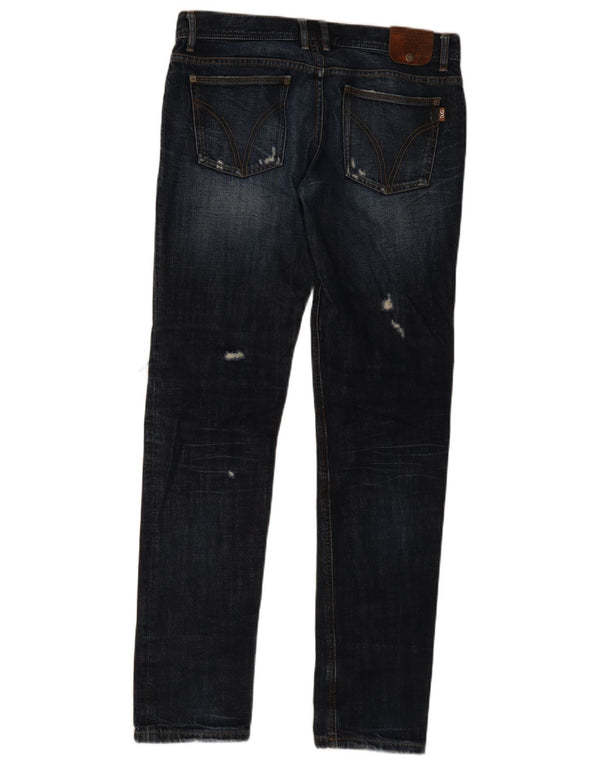 Dolce & Gabbana Mens Distressed Slim Jeans W33 L34 Azul Marinho Algodão