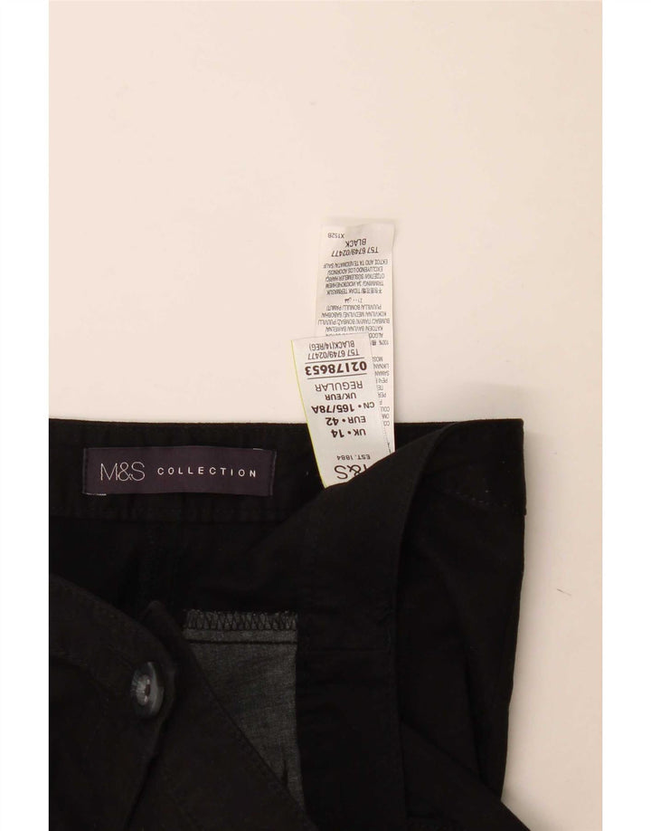 Calça Capri Regular Feminina Marks & Spencer Reino Unido 14 Grande W34 L24 Preta