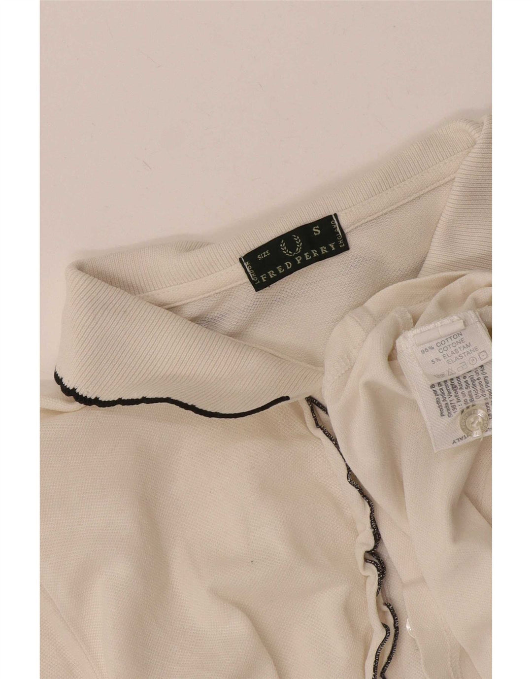 Camisa polo feminina Fred Perry UK 10 pequena algodão branco
