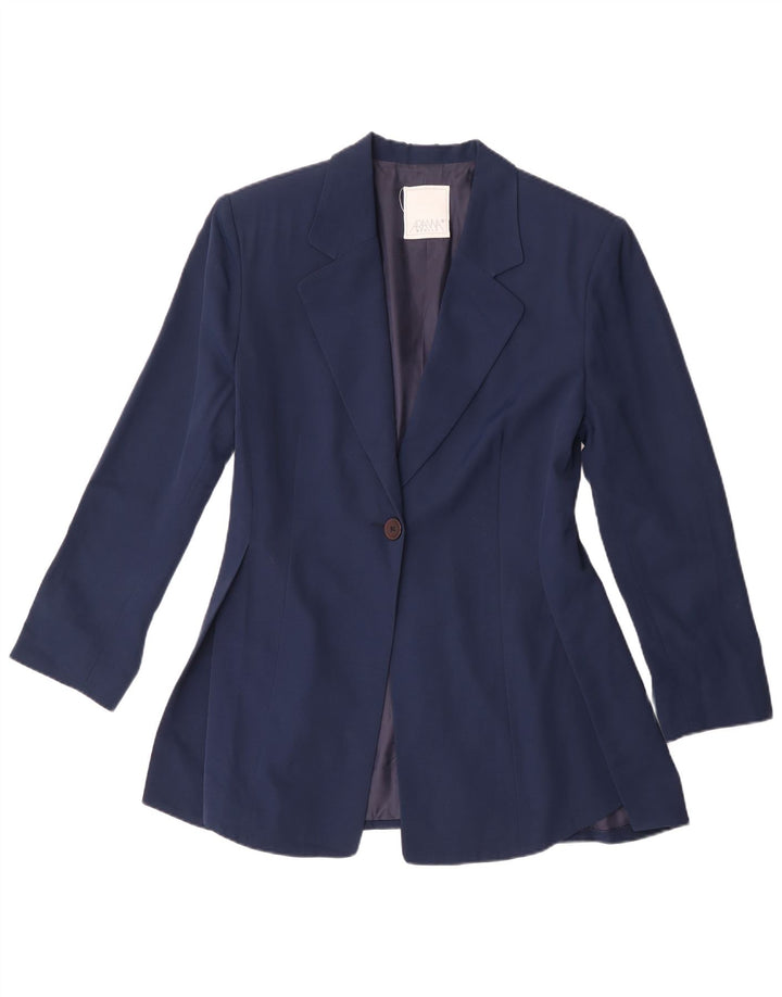 Jaqueta blazer feminina vintage com 1 botão IT 44 acetato azul marinho médio