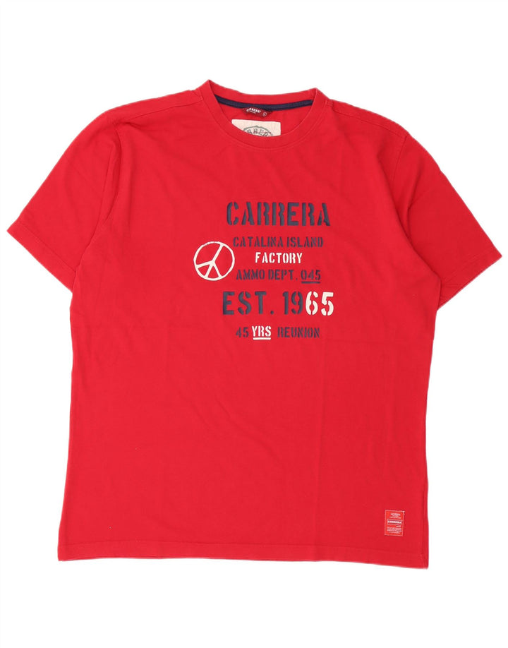 Camiseta gráfica masculina Carrera Top XL algodão vermelho