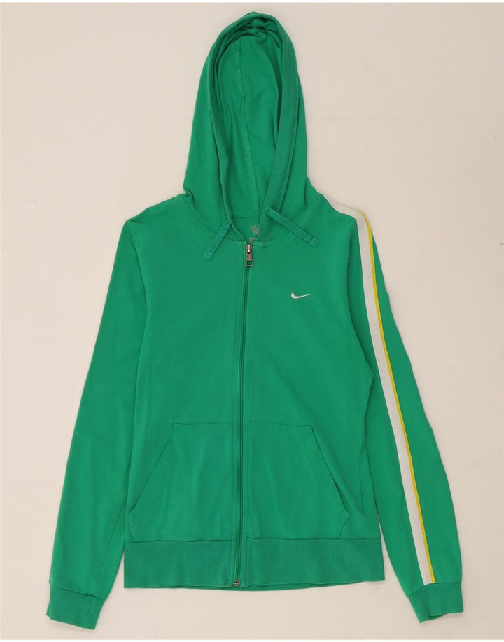 NIKE Womens Zip Hoodie Sweater UK 12/14 Medium Green Cotton Vintage Nike and Second-Hand Nike from Messina Hembry 