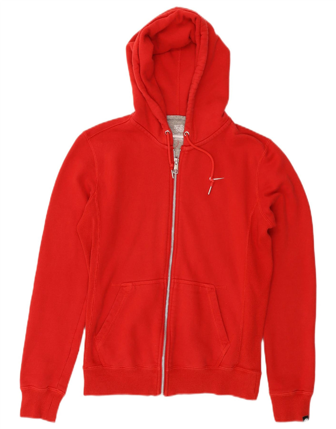 Suéter feminino Nike com capuz e zíper UK 12 médio algodão vermelho