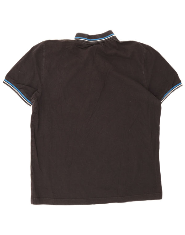 Camisa polo masculina Kappa grande listrada preta