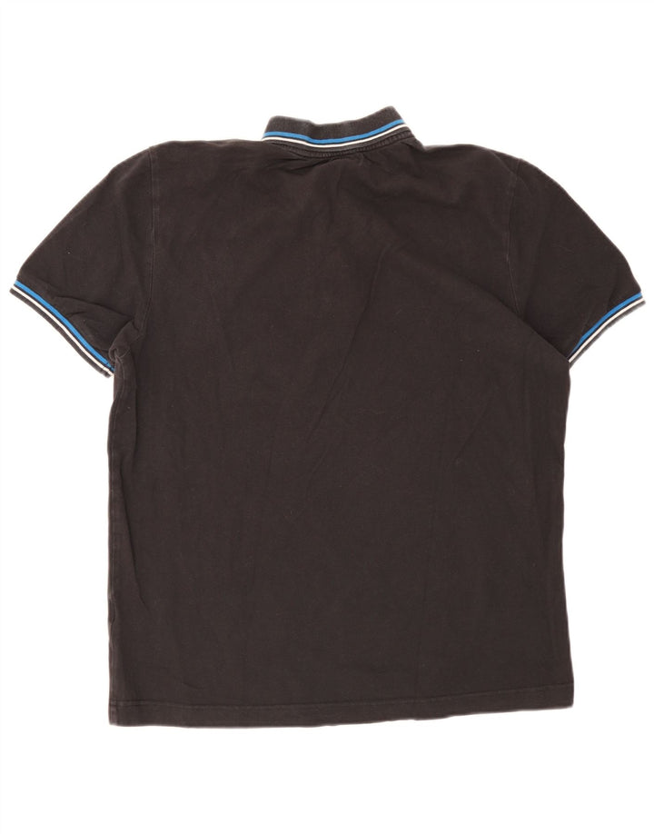 Camisa polo masculina Kappa grande listrada preta
