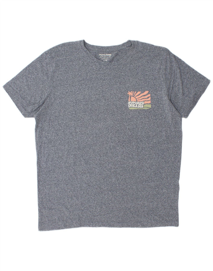 Camiseta masculina Jack & Jones Top XL algodão manchado cinza