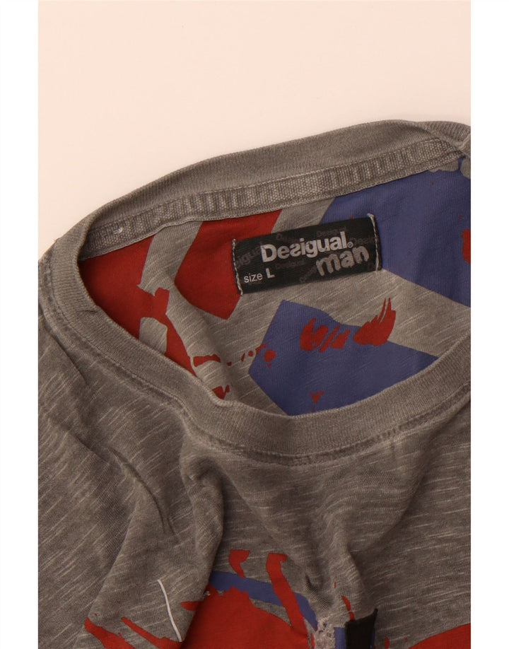 Camiseta gráfica masculina DESIGUAL Top grande cinza manchado
