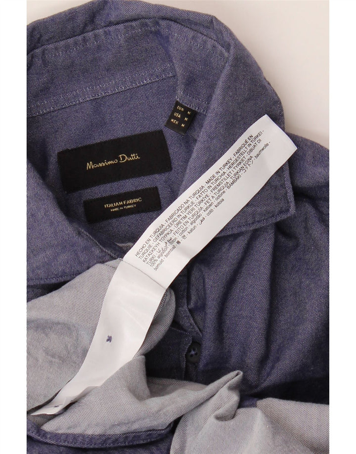 Camisa masculina Massimo Dutti de algodão azul marinho médio