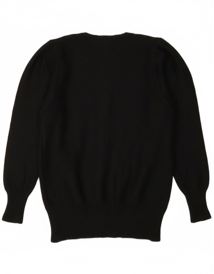 Suéter feminino vintage com gola redonda IT 44 médio preto