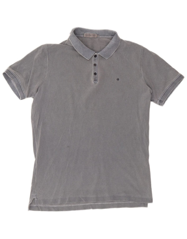 Camisa polo masculina CALVIN KLEIN JEANS grande algodão cinza