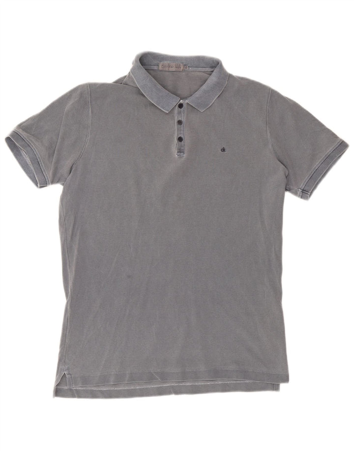 Camisa polo masculina CALVIN KLEIN JEANS grande algodão cinza
