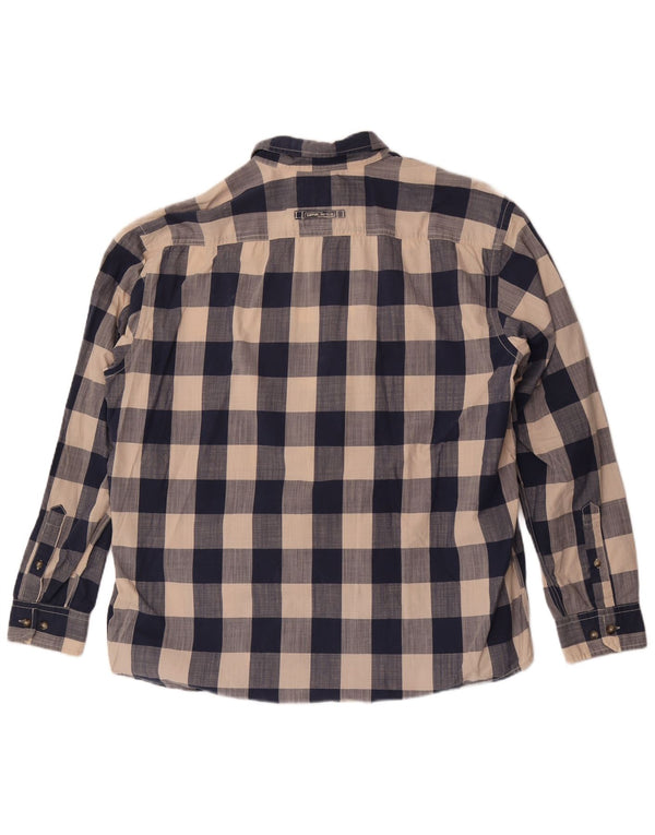 Camisa masculina de ajuste regular Camel Active 2XL algodão guingão azul marinho