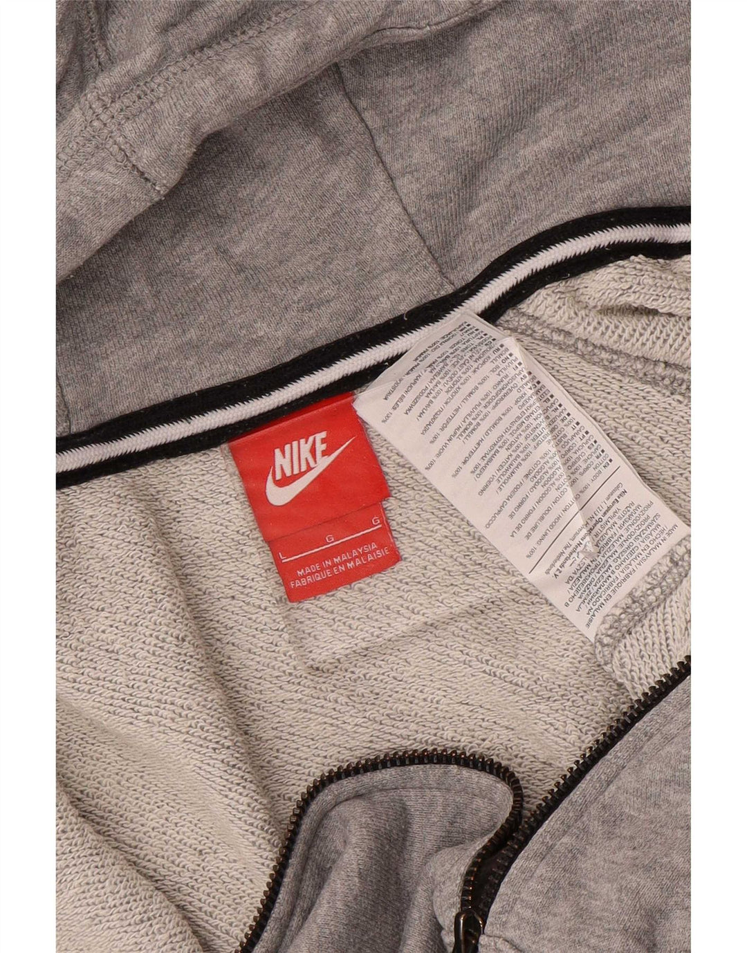 Suéter masculino Nike com capuz e zíper grande algodão cinza