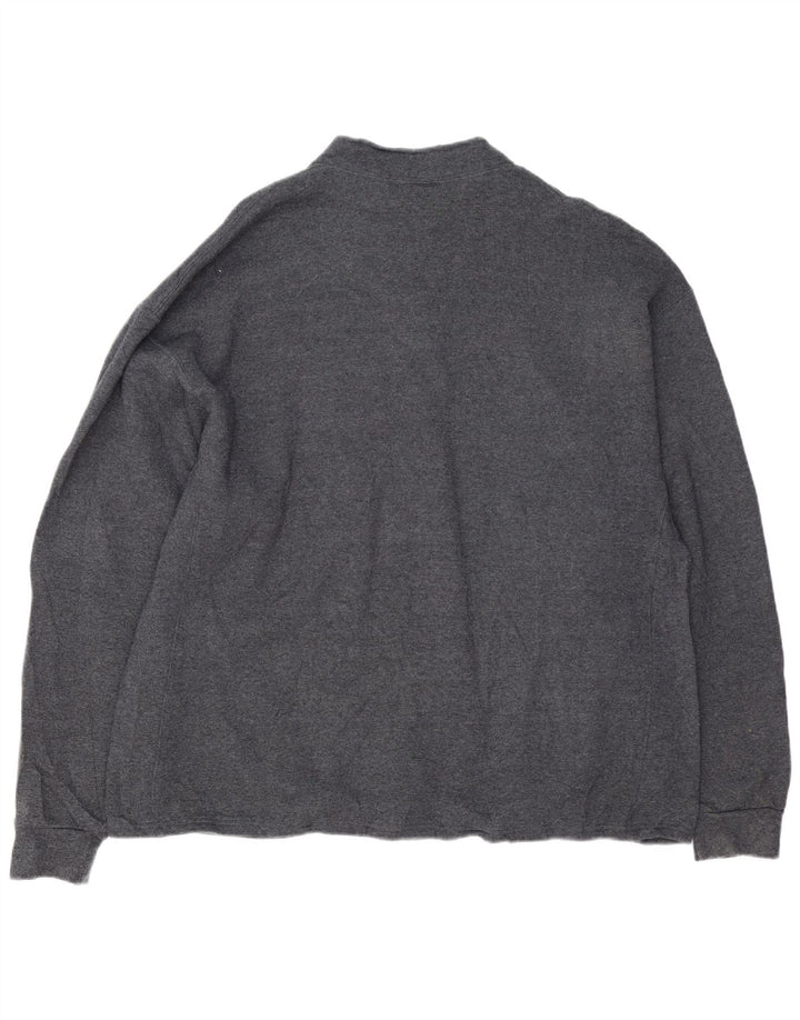 RUSSELL ATLÉTICO Masculino Gráfico Zip Neck Moletom Jumper 2XL Algodão Cinza