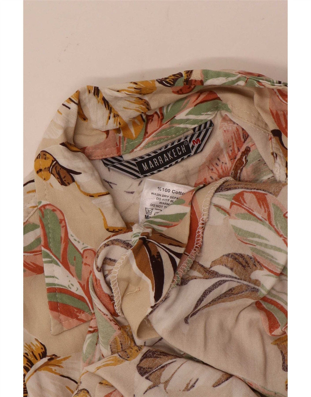 Camisa masculina Marrakech de algodão floral bege médio