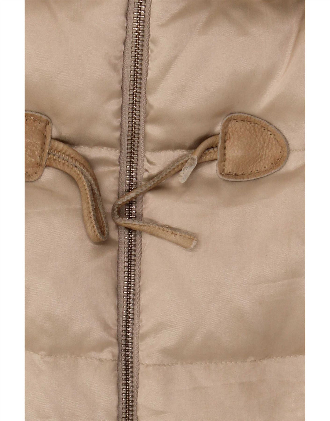 Casaco acolchoado Duffle feminino Moschino Reino Unido 14 grande poliéster bege