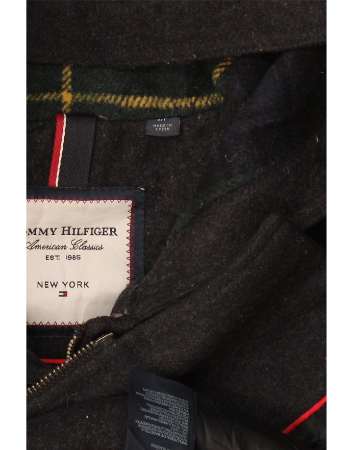 Casaco Duffle Feminino Tommy Hilfiger com Capuz Reino Unido 10 Pequeno Lã Cinza