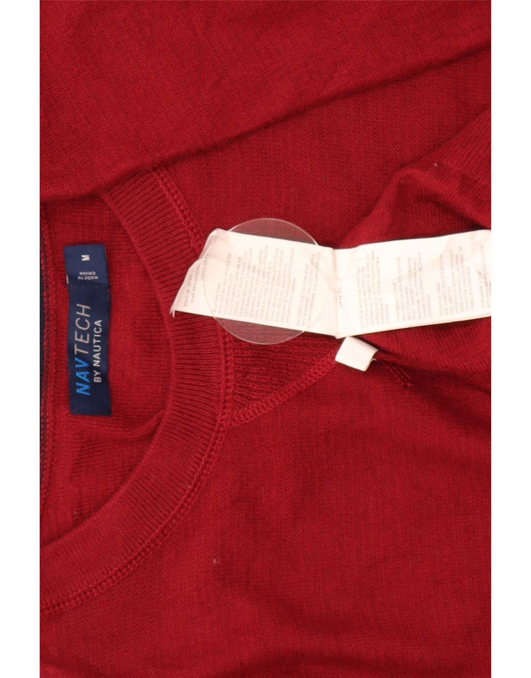Suéter masculino Nautica com ajuste regular e gola redonda, algodão vermelho médio