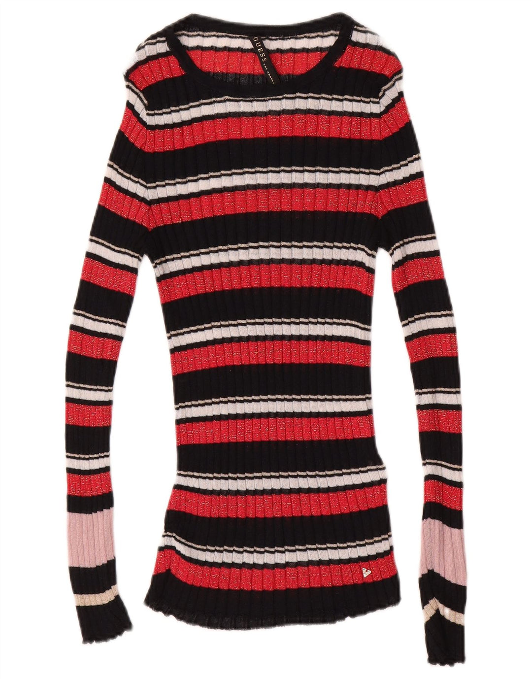 GUESS Womens Boat Neck Jumper Sweater UK 12 Medium Multicoloured Striped