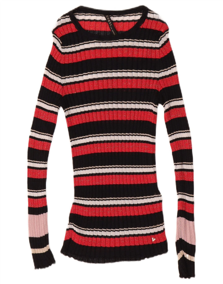 GUESS Womens Boat Neck Jumper Sweater UK 12 Medium Multicoloured Striped