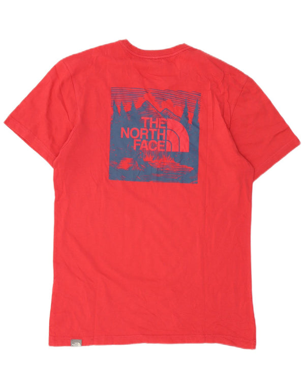 Camiseta gráfica masculina The North Face, top pequeno de algodão vermelho